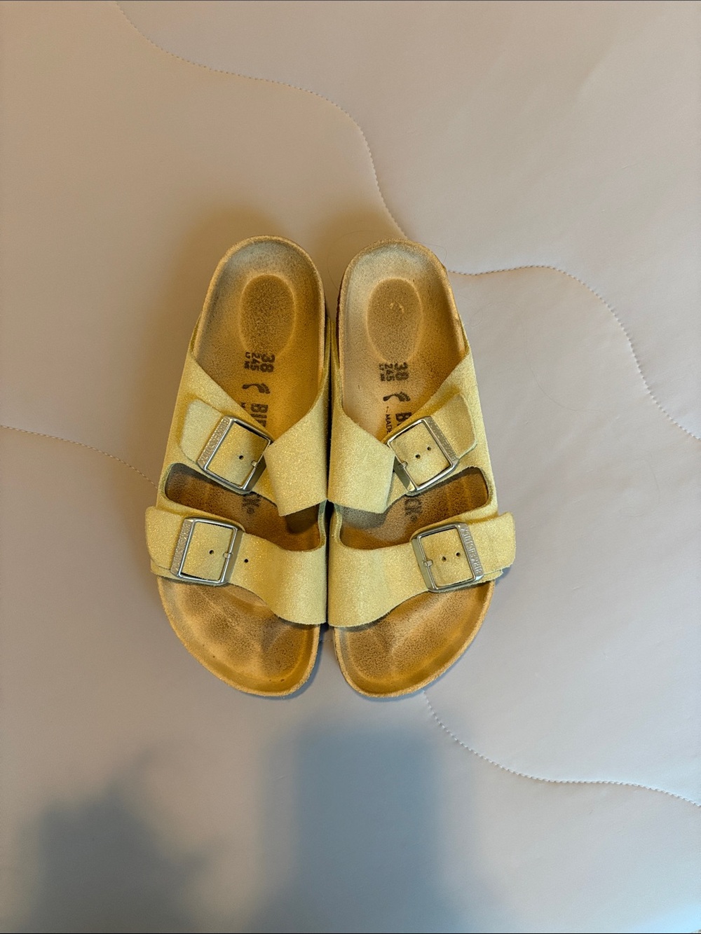 Green Glitter Double-Buckle Birkenstocks